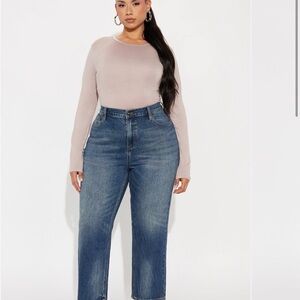 Fashion Nova Women's Straight Leg Jeans - Denim Blue